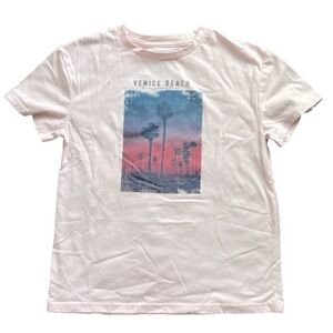 ThereAbouts Light Pink Venice Beach Short Sleeve Graphic Tee Size M 10/12